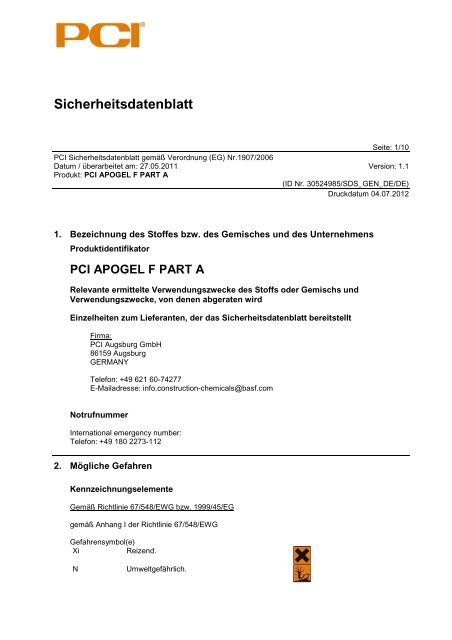 Sicherheitsdatenblatt - PCI-Augsburg GmbH