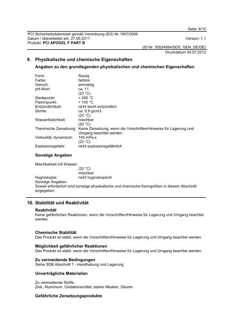 Sicherheitsdatenblatt - PCI-Augsburg GmbH