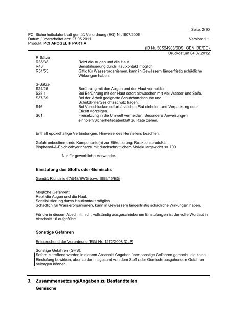 Sicherheitsdatenblatt - PCI-Augsburg GmbH