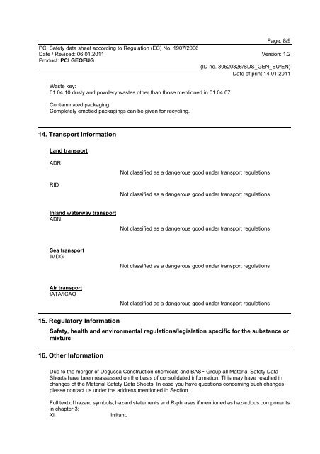 Safety data sheet - PCI-Augsburg GmbH