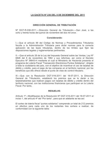 Resolución DGT-R-038-2011 - Ministerio de Hacienda