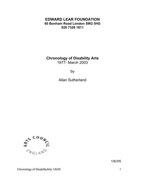 EDWARD LEAR FOUNDATION - Centre for Disability Studies