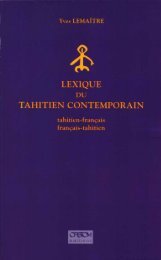 Le lexique du tahitien contemporain : tahitien-français, français ... - IRD