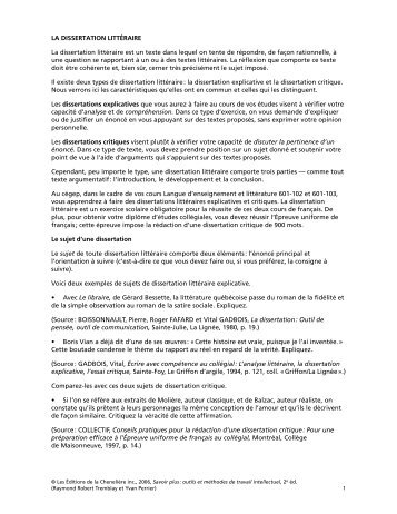 Dissertation litteraire methode