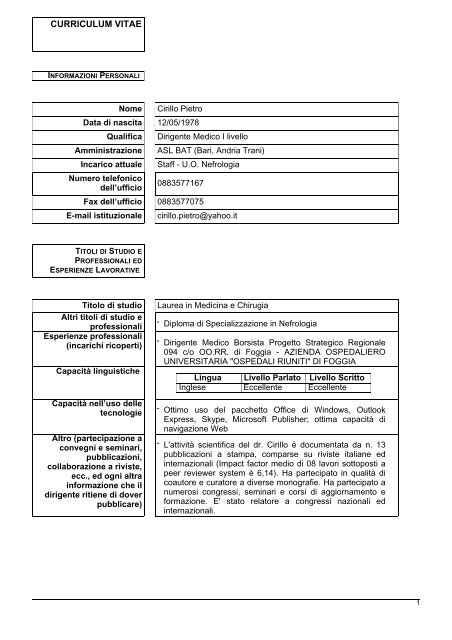 curriculum vitae - Asl Bat