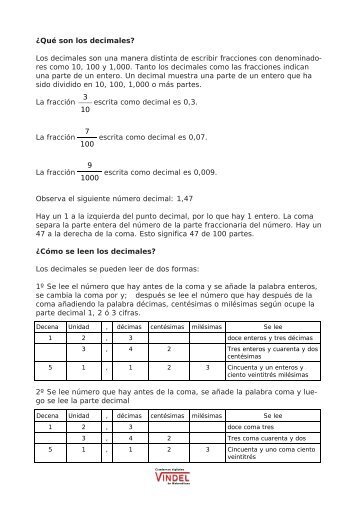 Teoría decimales - Cuadernos digitales Vindel