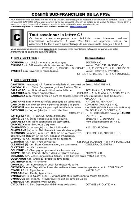 lettre C - Comité Sud Francilien de la Fédération Française de ...