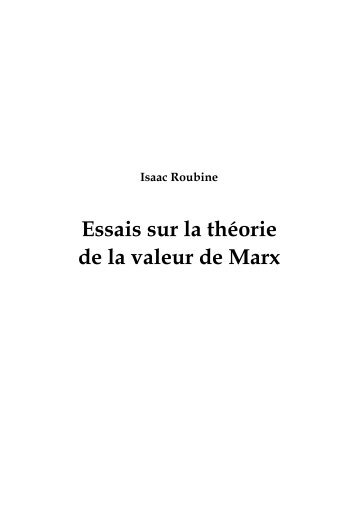 Essais sur la théorie de la valeur de Marx - La Bataille socialiste