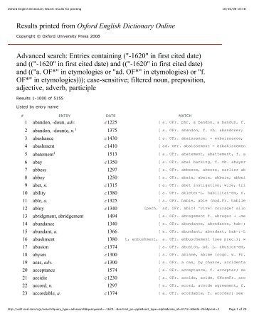 Oxford English Dictionary Search results for printing