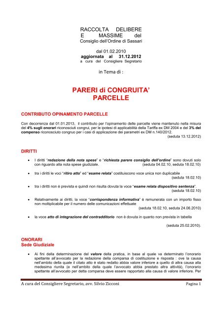 spese legali liquidate in sentenza e parcella avvocato PARCELLE
