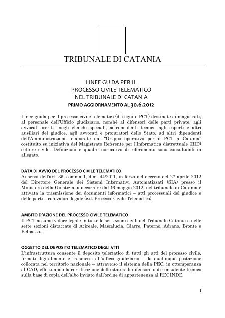 Linee guida PCT - Ordine degli Avvocati di Catania