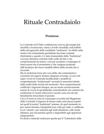 Rituale Contradaiolo - Nobile contrada del nicchio