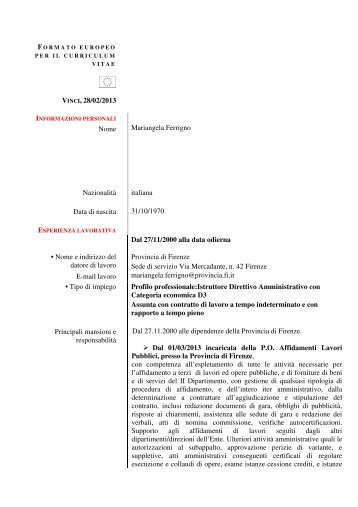Ferrigno Mariangela - Provincia di Firenze