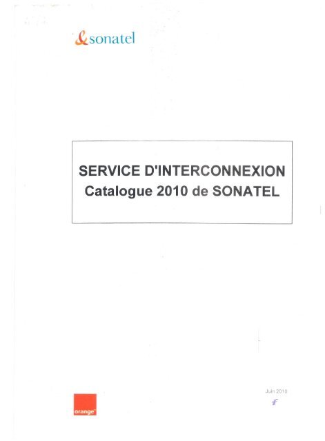 le catalogue d'interconnexion sonatel 2010 - Orange