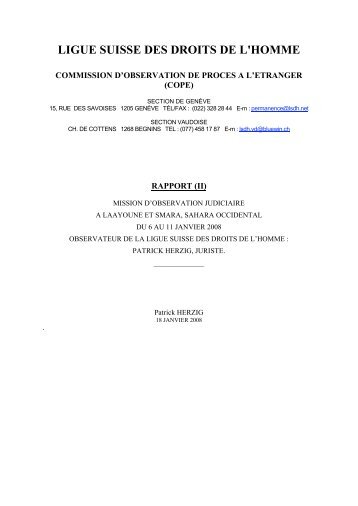 Télécharger le rapport de mission au format .pdf - Ligue suisse des ...