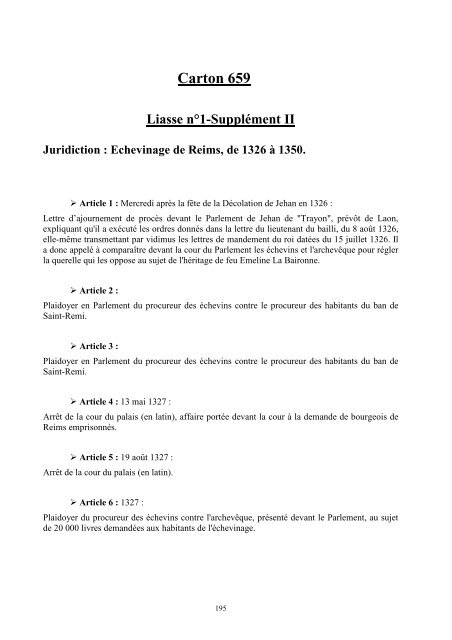 Fonds ancien – Analyses pièce à pièce - Ville de Reims