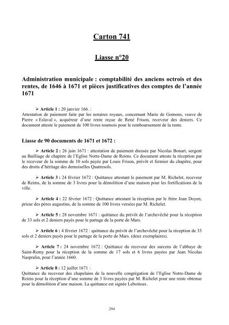 Fonds ancien – Analyses pièce à pièce - Ville de Reims