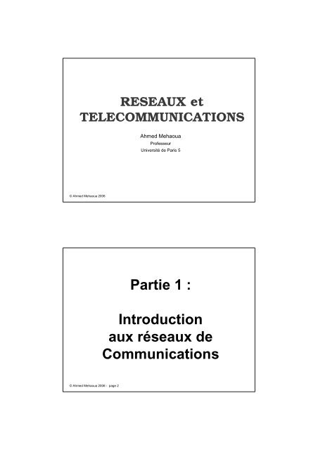 Partie 1 : Introduction aux réseaux de Communications