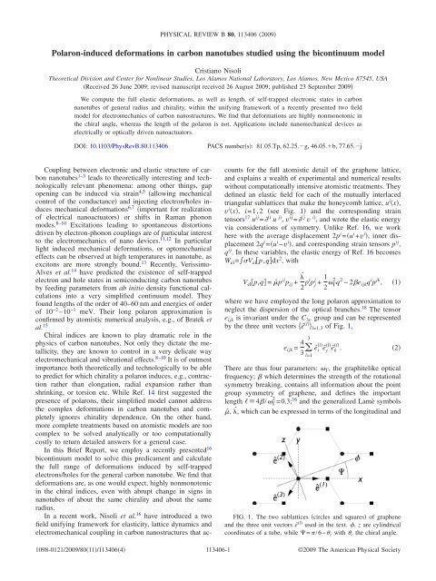 Polaron-induced deformations in carbon nanotubes - Center for ...