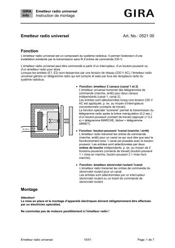 Emetteur radio universel - Download - Gira