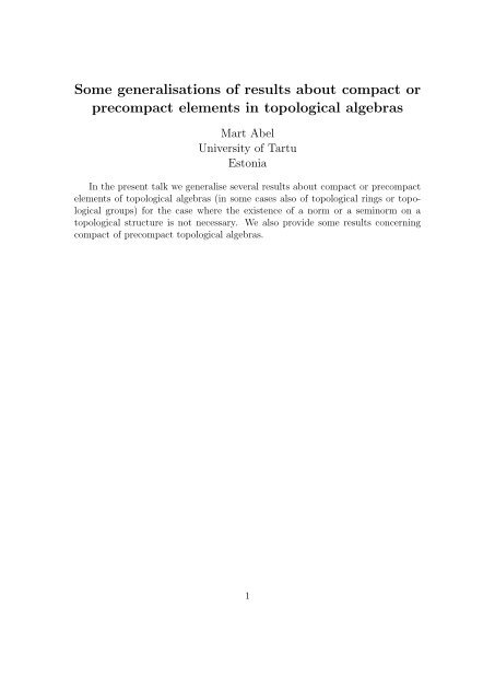 Abstract - international conference on topological algebras and their ...