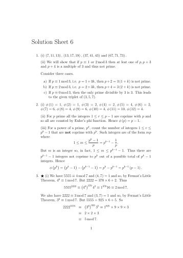 Solution Sheet 6