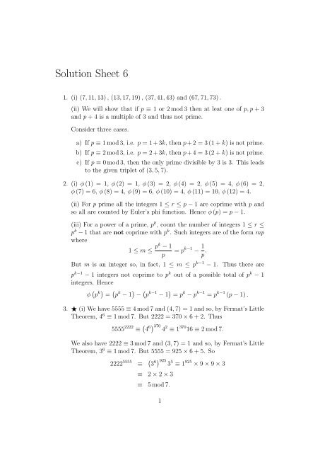 Solution Sheet 6