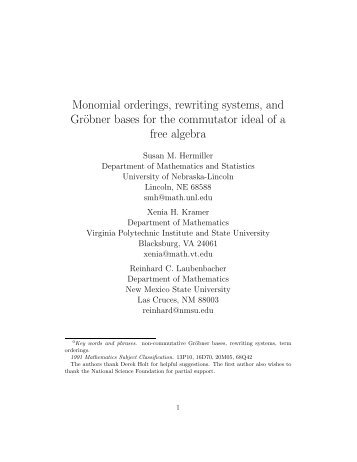 Monomial orderings, rewriting systems, and Gröbner bases for the ...