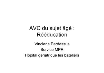 AVC du sujet âgé : Rééducation - PIRG