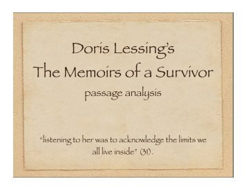 Doris Lessing's The Memoirs of a Survivor