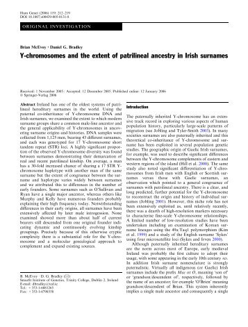 Y-chromosomes and the extent of patrilineal ancestry in ... - carswell