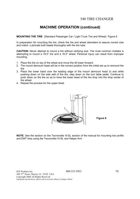 540 Telescoping Tilt-Tower Tire Changer