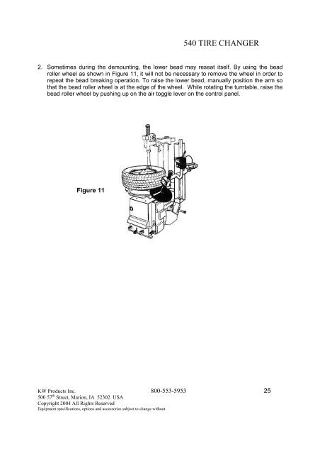 540 Telescoping Tilt-Tower Tire Changer