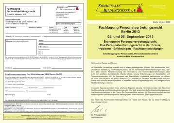 Fachtagung Personalvertretungsrecht Berlin 2013 05. und 06. September 2013
