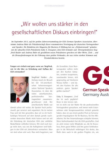 Das Magazin für Business und Bildung 2013