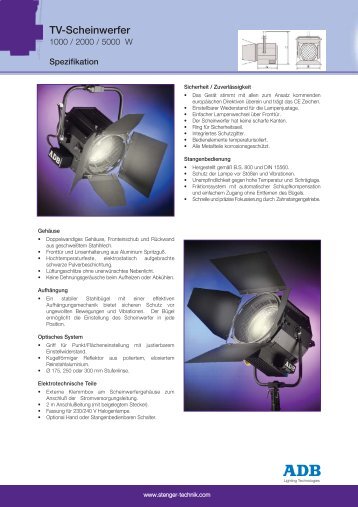 Tv-Scheinwerfer - STENGER - TECHNIK