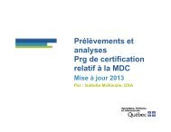 Procédure de prélèvements pour analyses MDC - MAPAQ