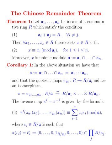 The Chinese Remainder Theorem (2 pages)