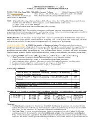 Syllabus - College of Business - James Madison University