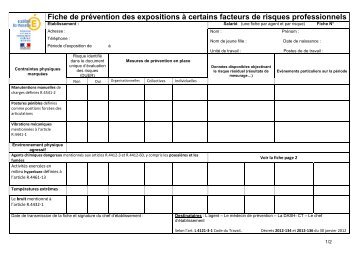 Fiche d'exposition à certains risques professionnels