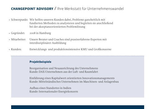 Unternehmensdarstellung Changepoint Advisory GmbH