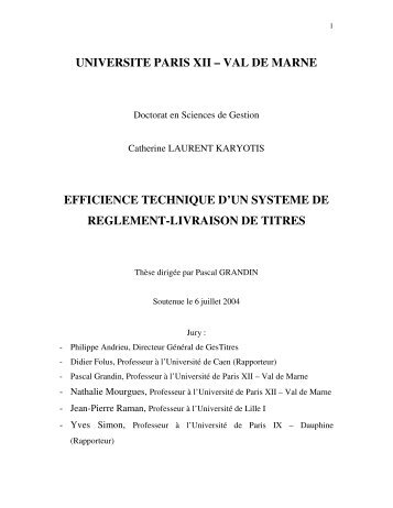 universite paris xii – val de marne efficience technique d'un systeme ...