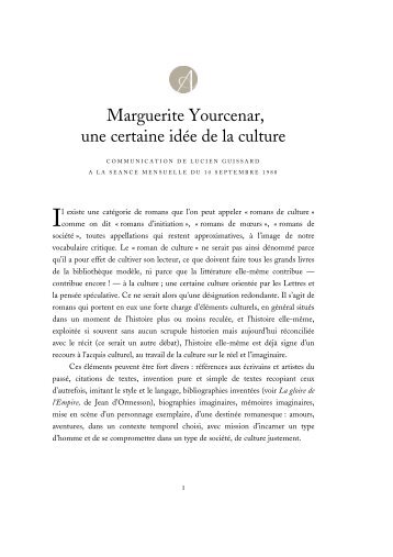 Marguerite Yourcenar, une certaine idée de la culture - Académie ...