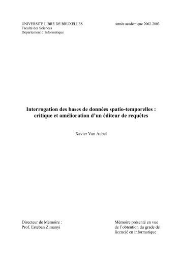 Interrogation des bases de données spatio-temporelles - CoDE ...