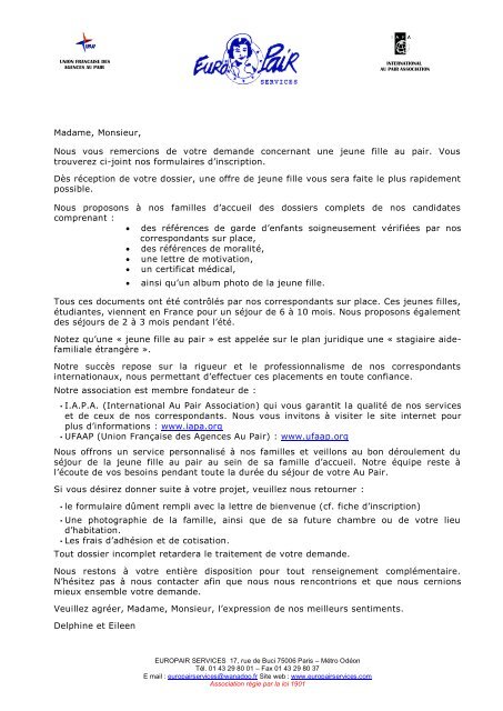 DOSSIER D INFORMATION ET D INSCRIPTION