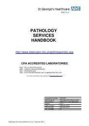 pathology services handbook - St George's Healthcare NHS Trust