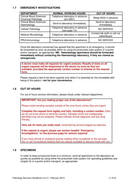 pathology services handbook - St George's Healthcare NHS Trust