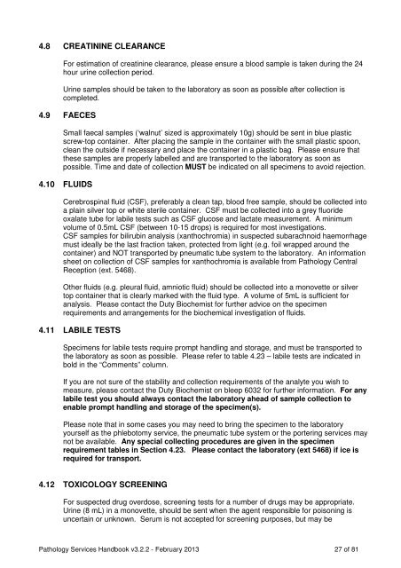 pathology services handbook - St George's Healthcare NHS Trust