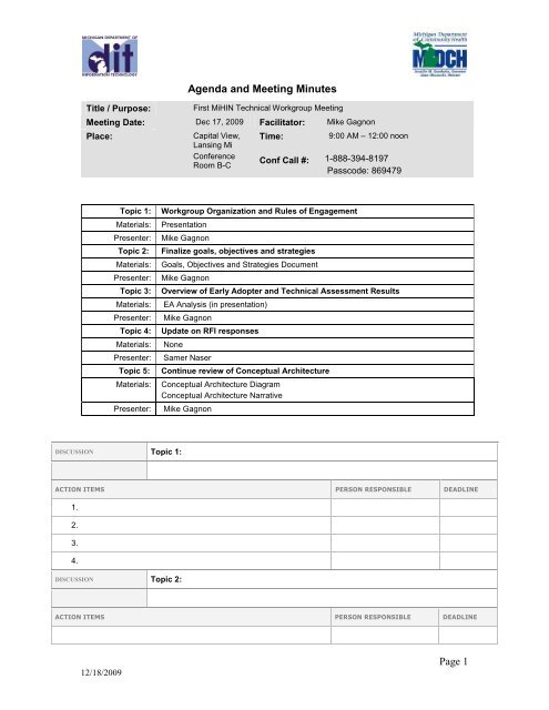 Page 1 Agenda And Meeting Minutes - State Of Michigan