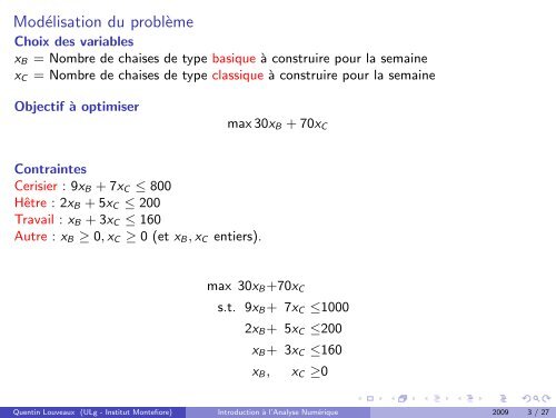 programmation lineaire - Montefiore